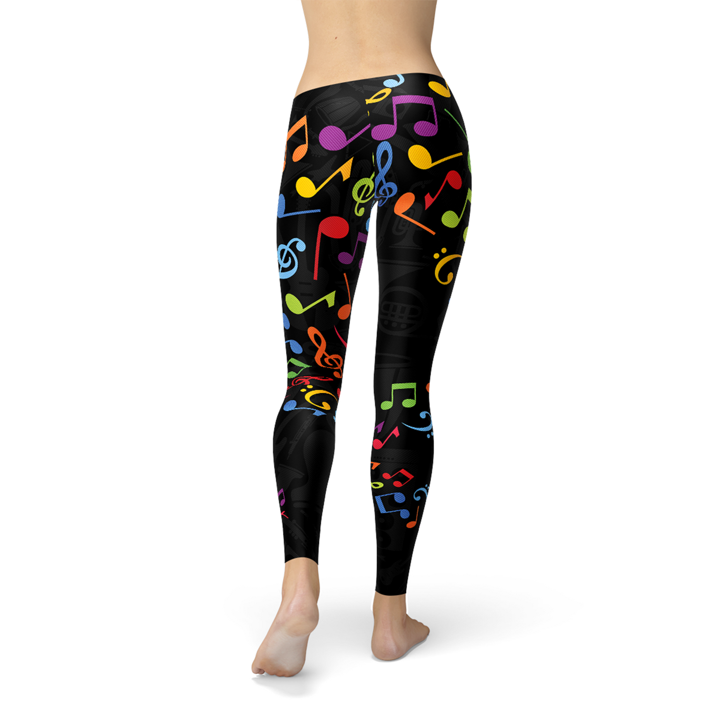 Womens Colorful Music Notes Leggings